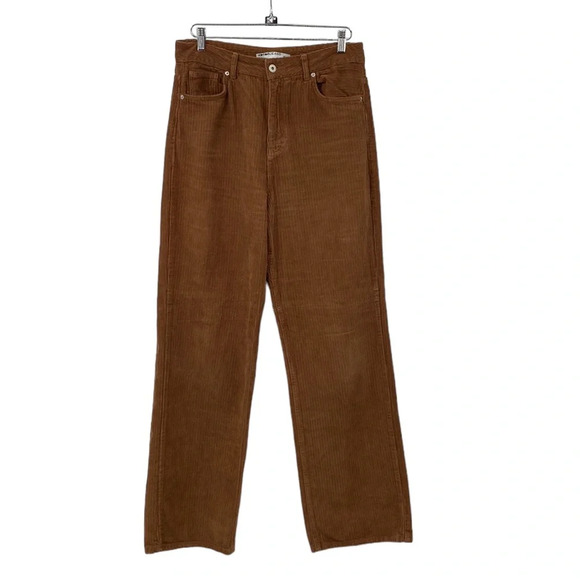 Koton Jeans Nora 90's Fit Corduroy Pants Womens Size 42 XL Brown Straight Ribbed - Picture 1 of 12